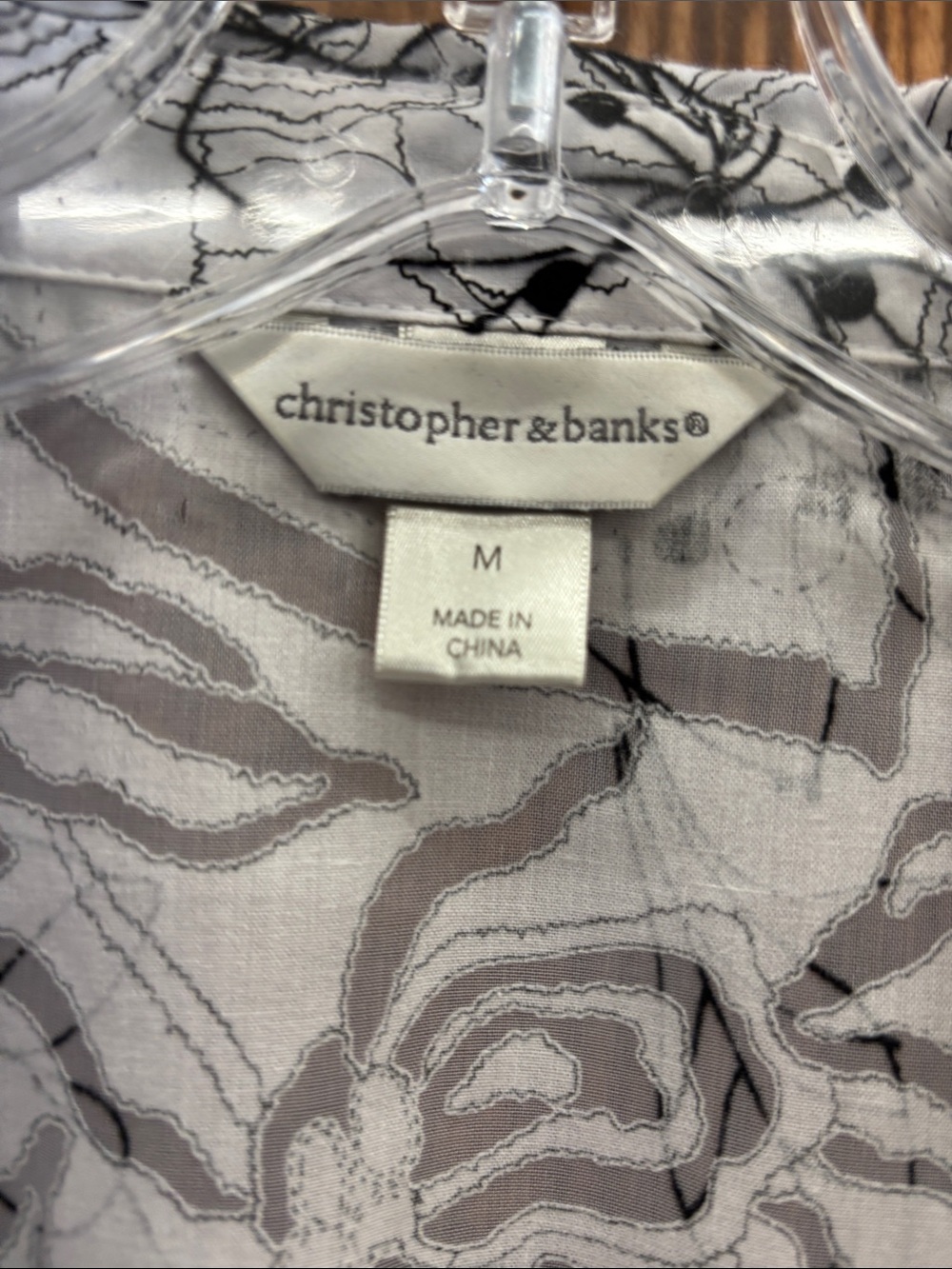Christopher & Banks White and Black Floral Button-Front Shirt Jacket - Picture 3 of 5